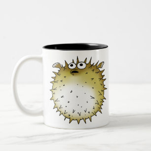 funny puffer fish Two-Tone coffee mug