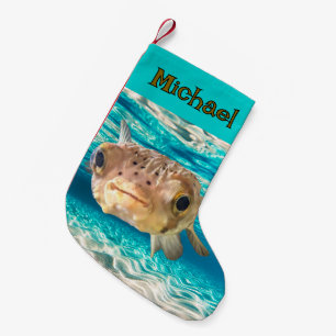 Funny Puffer Fish Warning: May Puff Under Pressure Small Christmas Stocking