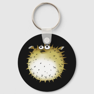 funny pufferfish cartoon key ring