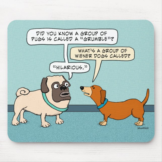 Funny Pug and Dachshund Mousepad (Front)
