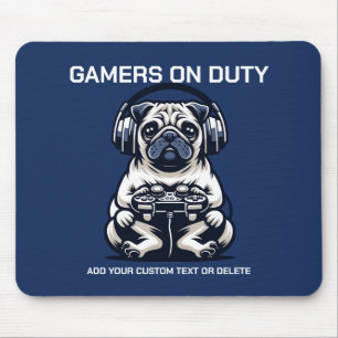 Funny Pug And Gaming Animal Lover Gift Mouse Mat