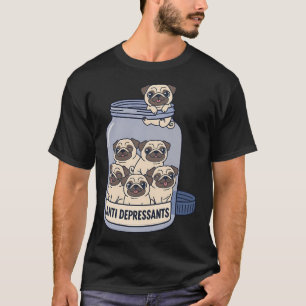 Funny Pug Anti Depressant Jar Animal Lover Boys Gi T-Shirt