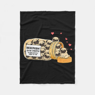 Funny Pug Anti Depressant Mom Dad Kids Fleece Blanket