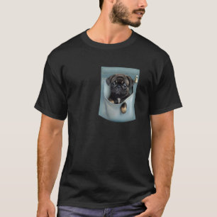 Funny Pug Black in Pocket for Dog Lovers Hunting d T-Shirt