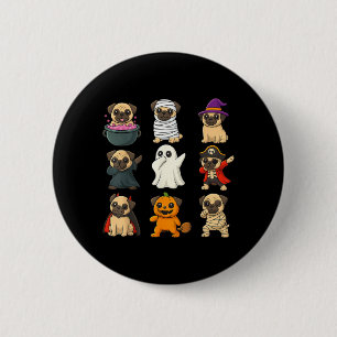 Funny Pug Breed Pet Halloween Pumpkins Halloween 6 Cm Round Badge