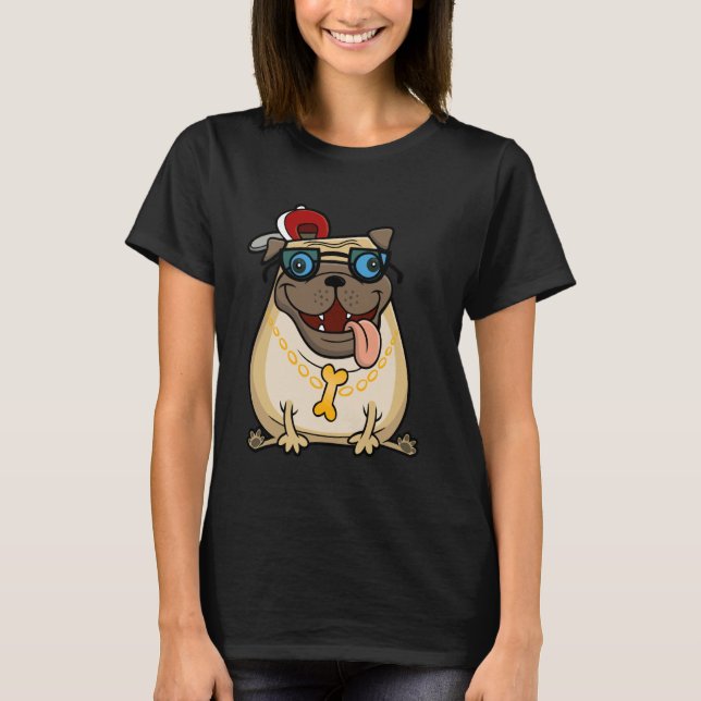 Funny Pug Cartoon Thug Life Dog T-Shirt (Front)