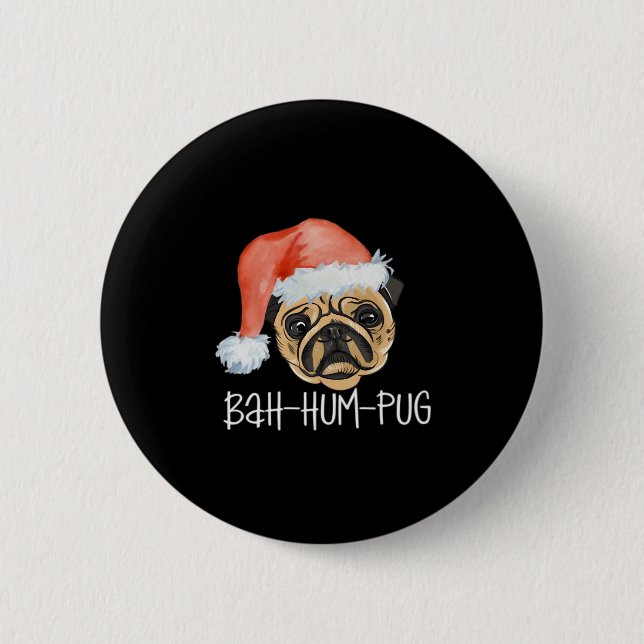 Funny Pug Christmas Dog Mum Dad Pyjamas Oversized  6 Cm Round Badge (Front)