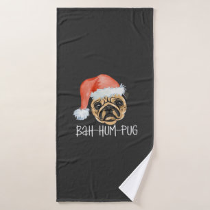 Funny Pug Christmas Dog Mum Dad Pyjamas Oversized Bath Towel