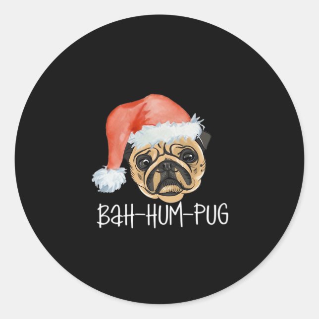 Funny Pug Christmas Dog Mum Dad Pyjamas Oversized  Classic Round Sticker (Front)