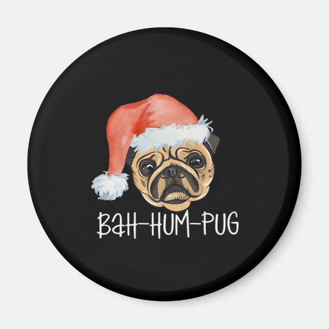 Funny Pug Christmas Dog Mum Dad Pyjamas Oversized  Magnet (Front)