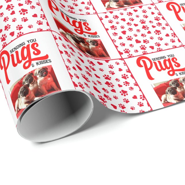 Funny Pug Christmas Dog Picture Cute Puppy Wrapping Paper (Roll Corner)