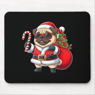 Funny Pug Christmas Santa Outfit Xmas Mom Dad Kids Mouse Mat
