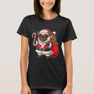 Funny Pug Christmas Santa Outfit Xmas Mom Dad Kids T-Shirt