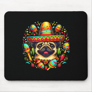 Funny Pug Cinco De Mayo Cute Mexican Dog Sombrero Mouse Mat