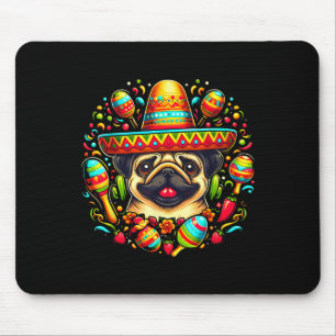 Funny Pug Cinco De Mayo Cute Mexican Dog Sombrero Mouse Mat