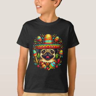 Funny Pug Cinco De Mayo Cute Mexican Dog Sombrero T-Shirt