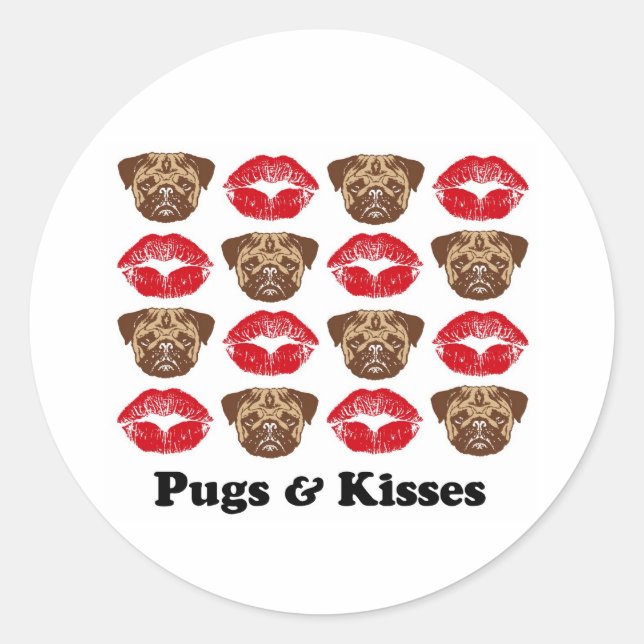 Funny Pug Classic Round Sticker (Front)