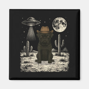 Funny Pug Cowboy Western Dog Ufo Magnet
