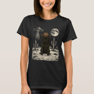 Funny Pug Cowboy Western Dog Ufo T-Shirt