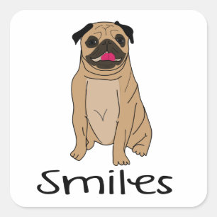 Funny Pug Cute Puppy Dog Mum Hello Love Square Sticker