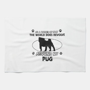 Funny Pug designs Tea Towel