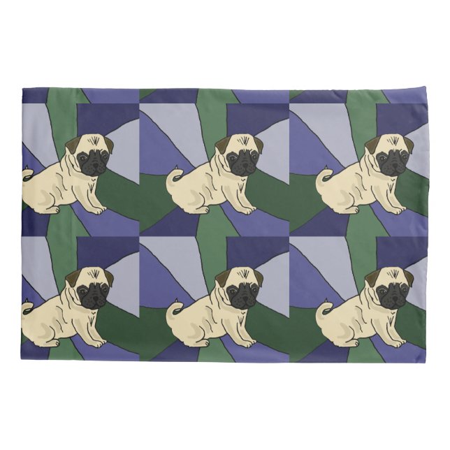 Funny Pug Dog Abstract Art Pillowcase (Back)