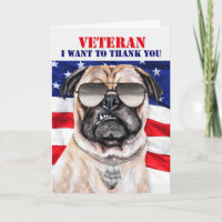 Funny Pug Dog and Flag Veterans Day