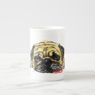 Funny Pug Dog Bone China Mug