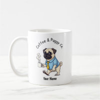 Funny Pug Dog Business Suit Coffee