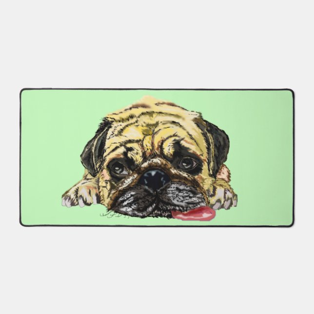 Funny Pug Dog Custom Colours Desk Mat (Front)
