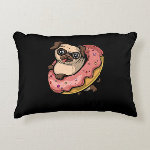 Funny Pug Dog Doughnut Lover Pet Decorative Cushion