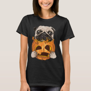 funny pug dog eating pumpkin 554 T-Shirt
