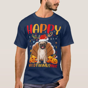 Funny Pug Dog Lover Happy Pug HelloThanksMas T-Shirt