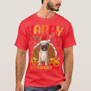 Funny Pug Dog Lover Happy Pug HelloThanksMas T-Shirt