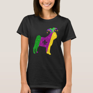 Funny Pug Dog Mardi Gras Party Mask Beads Dog T-Shirt