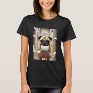 Funny Pug Dog Meme Toilet Paper Chaos Design T-Shirt