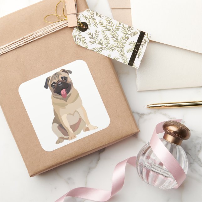 Funny Pug Dog Pet Lover | Gift For Lover Square Sticker (Gifting)