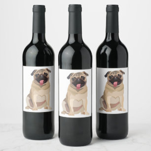 Funny Pug Dog Pet Lover   Gift For Lover Wine Label