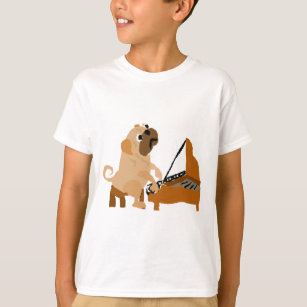 Funny Pug Dog Playing Piano T-Shirt