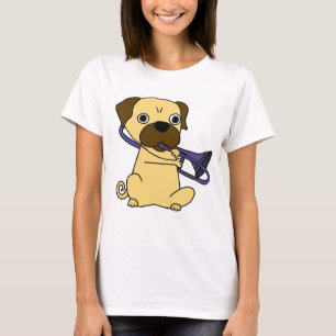 Funny Pug Dog Playing Trombone T-Shirt