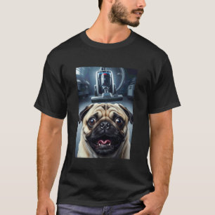 Funny Pug Dog Selfie with Vacuum Chase Meme T-Shirt