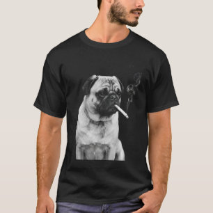 Funny Pug Dog Smoking Y2K Grunge Graphic T-Shirt