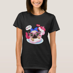 Funny Pug Dog Swimming No T-Shirt