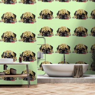 Funny Pug Dog with Custom Colours Wallpaper