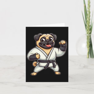 Funny Pug Doing Karate Martial Arts Card