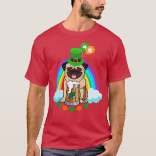 Funny Pug Drinking Beer Happy St Patricks Day T-Shirt