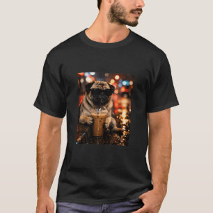 Funny Pug Drinking Iced Coffee Cute Dog Lover Gift T-Shirt