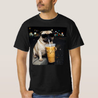 Funny Pug Drinking Iced Coffee Cute Dog Meme Humou