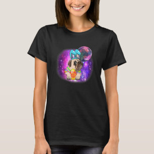 Funny Pug Egg Easter Day Dog Bunny Galaxy Earth Ha T-Shirt