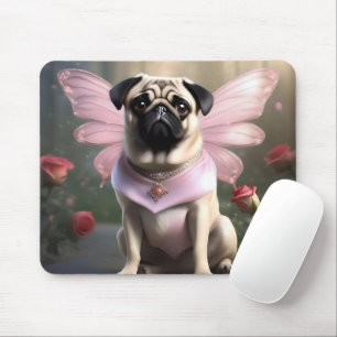 Funny Pug Fairy Princess, Mouse Mat